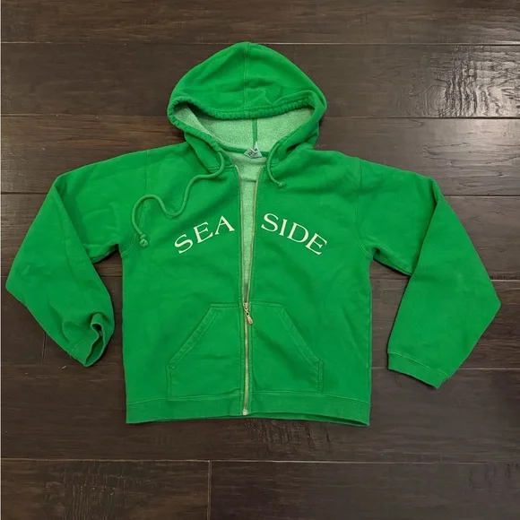 Seaside Beach Green Zip Up Hoodie Sweatshirt size Small Cozy - Picture 1 of 5